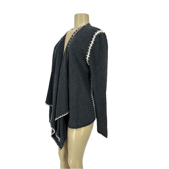 Johnny Was Small Whipstitch Wool Cashmere Open Front Sweater Long Sleeve BD1 - Picture 2 of 7